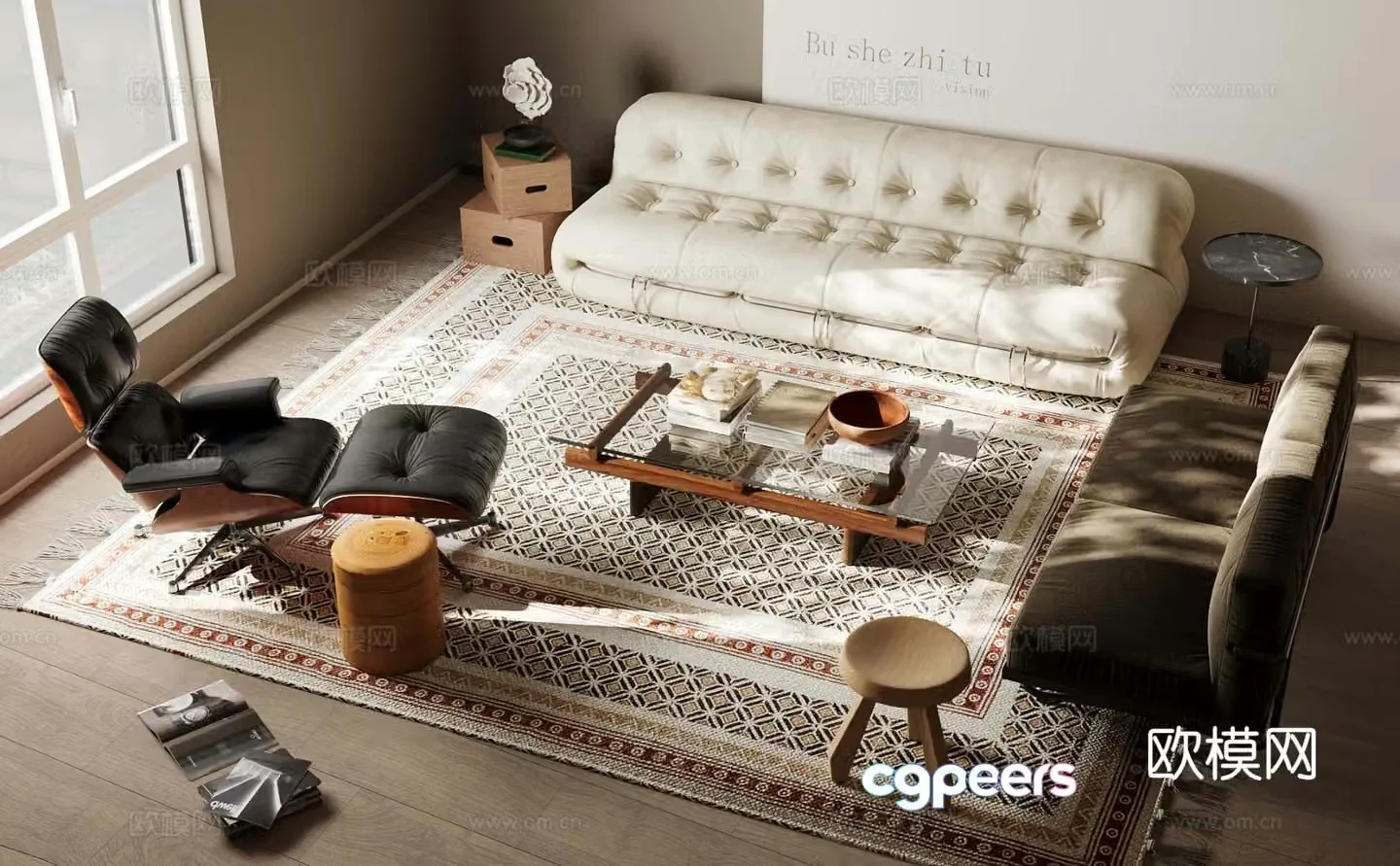 Medieval style modular sofa 3D model