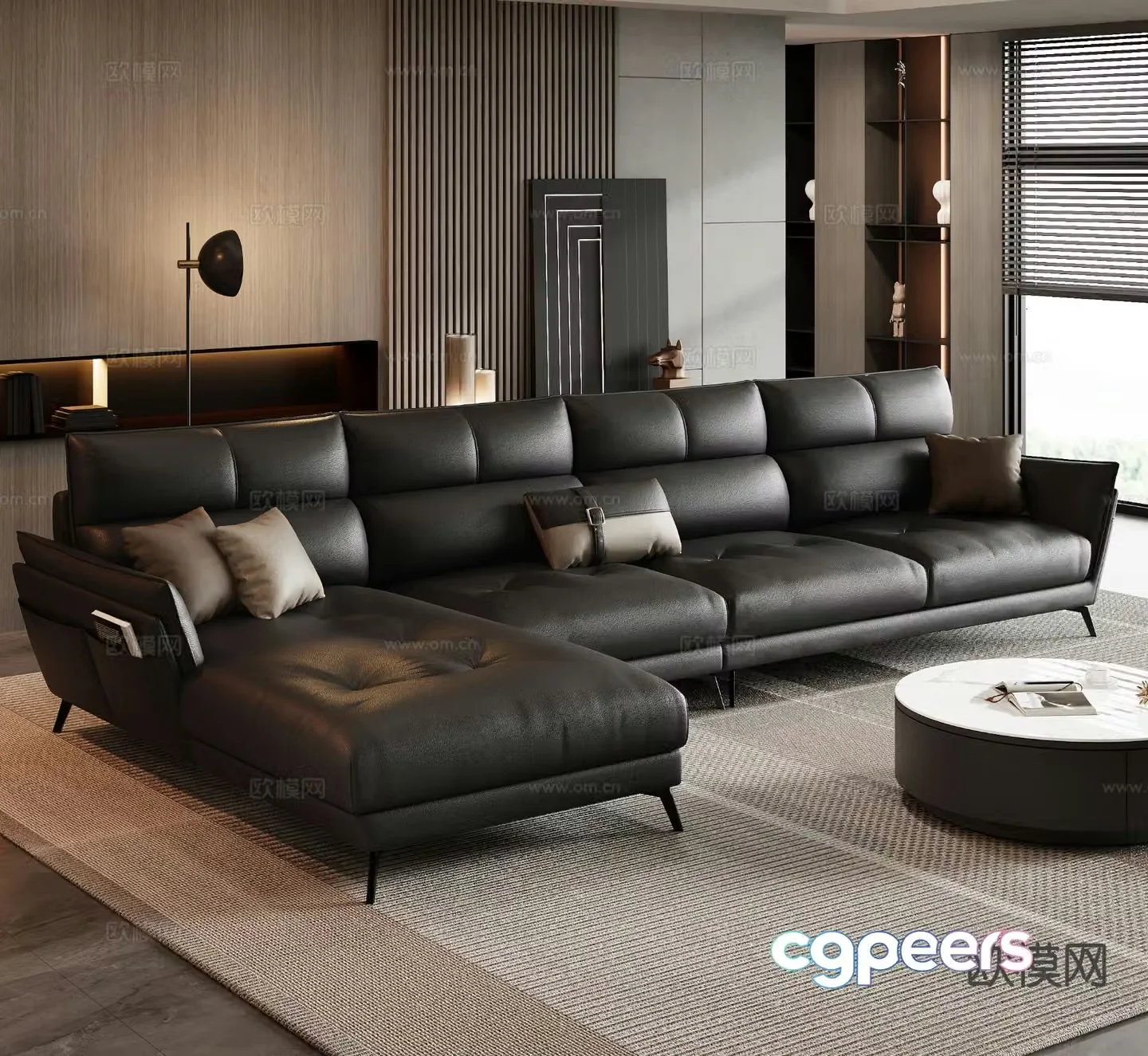 Italian sofa multi-person sofa leather sofa 3d model