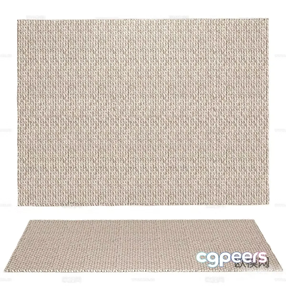 New Chinese style woven straw carpet 3D model