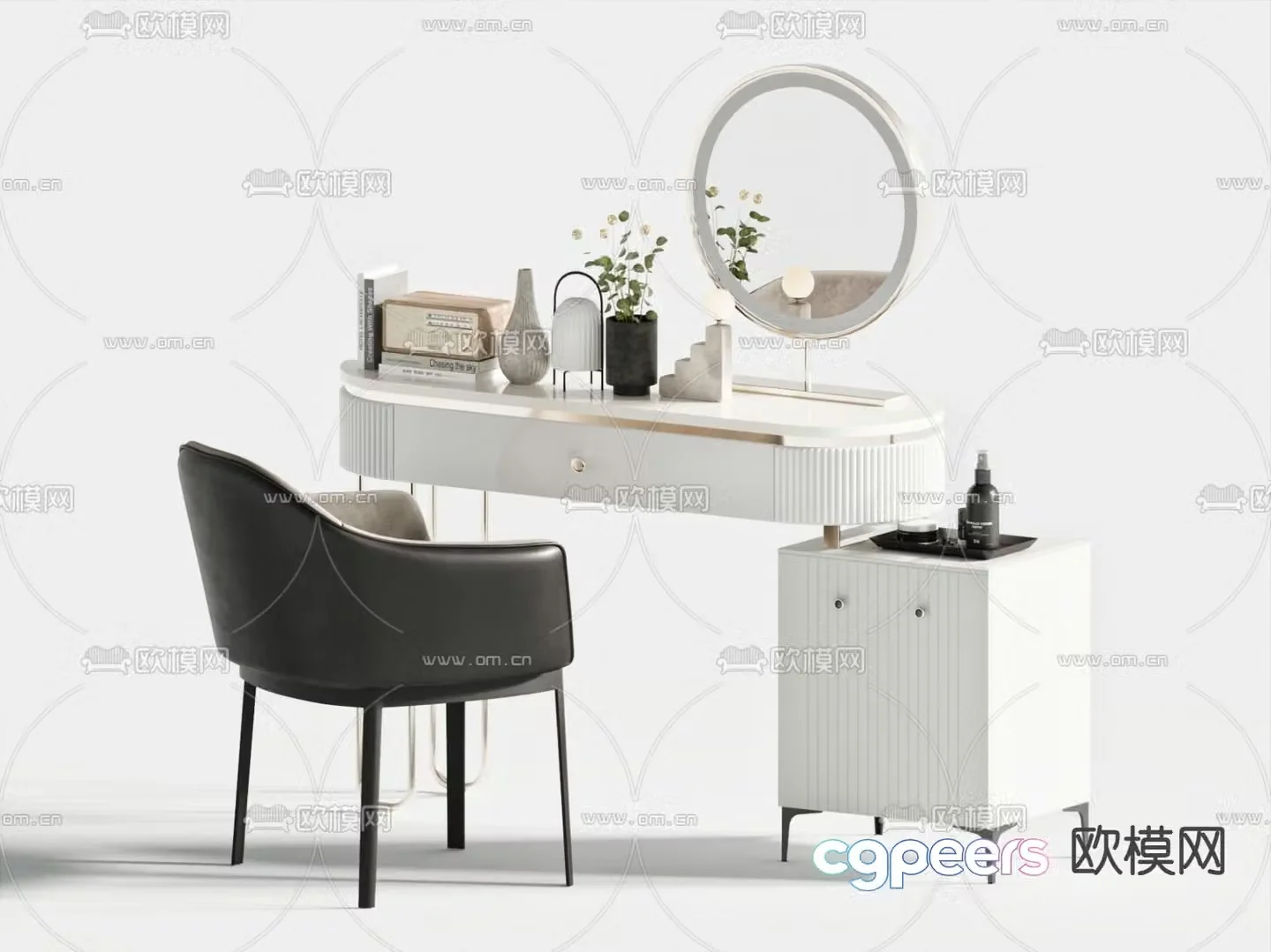 Modern dressing table and chairs dressing table 3d model