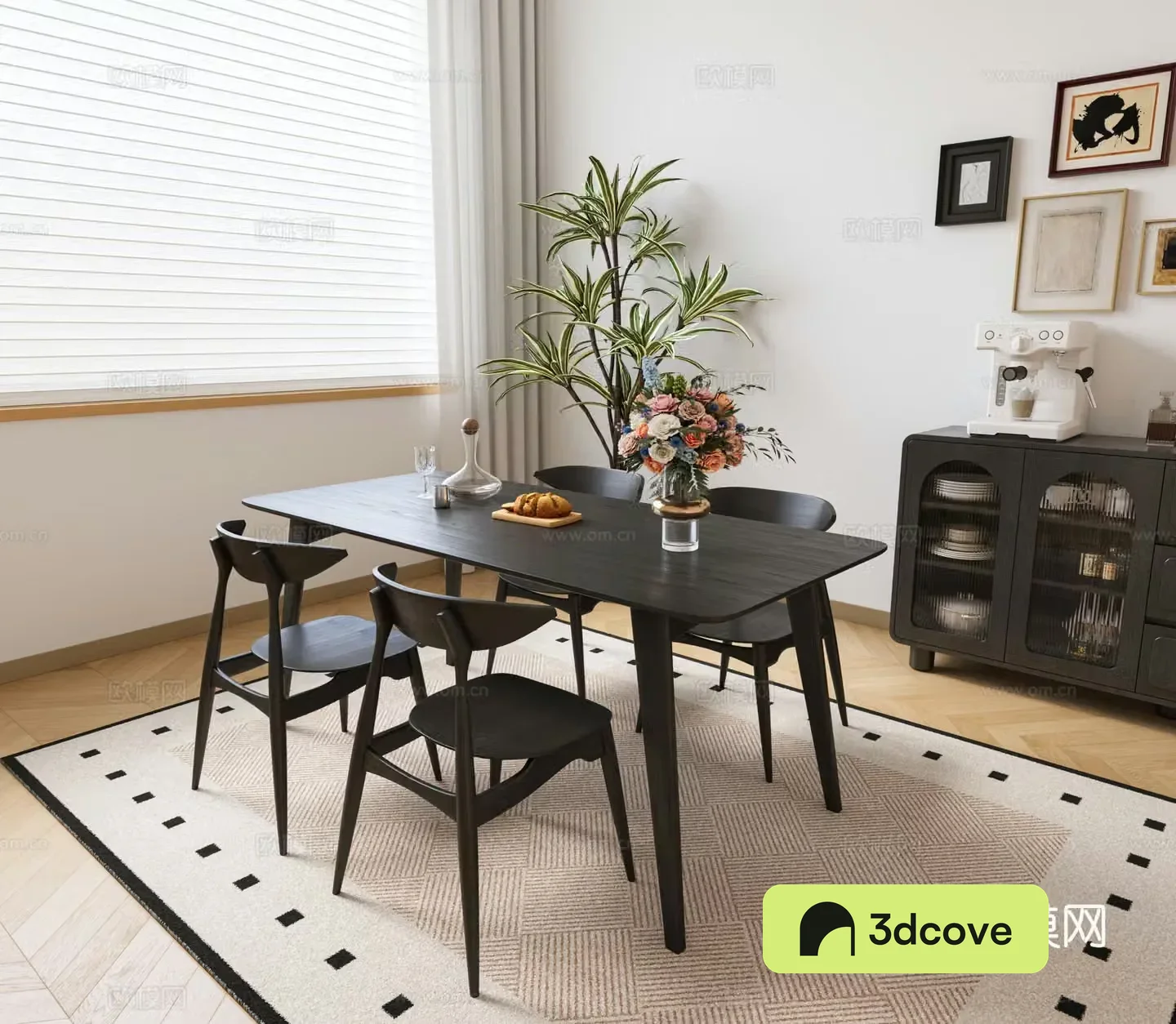 Modern medieval dining table and chairs Solid wood dining table and chair combination French dining table and chair combination Medium-style home dining