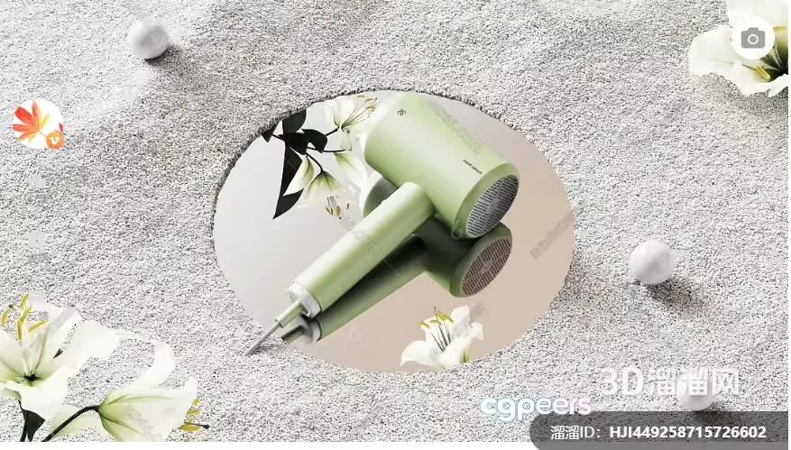 The Image Features A Green Hairdryer 3D Model – 17547 – VRAY Render