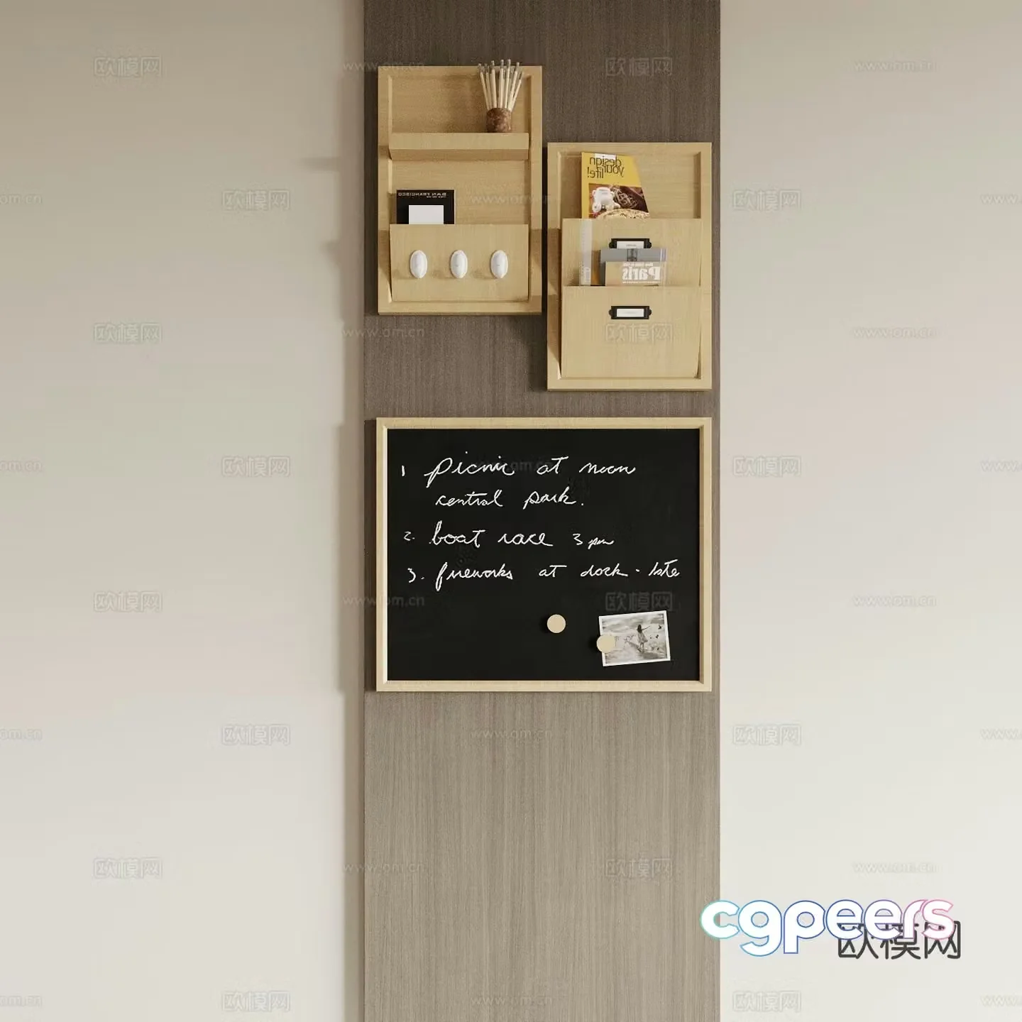 Memo Board Blackboard Wall Decor Pendant 3D Model