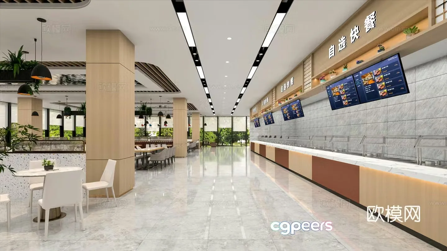 Modern school canteen university canteen staff canteen 3d model
