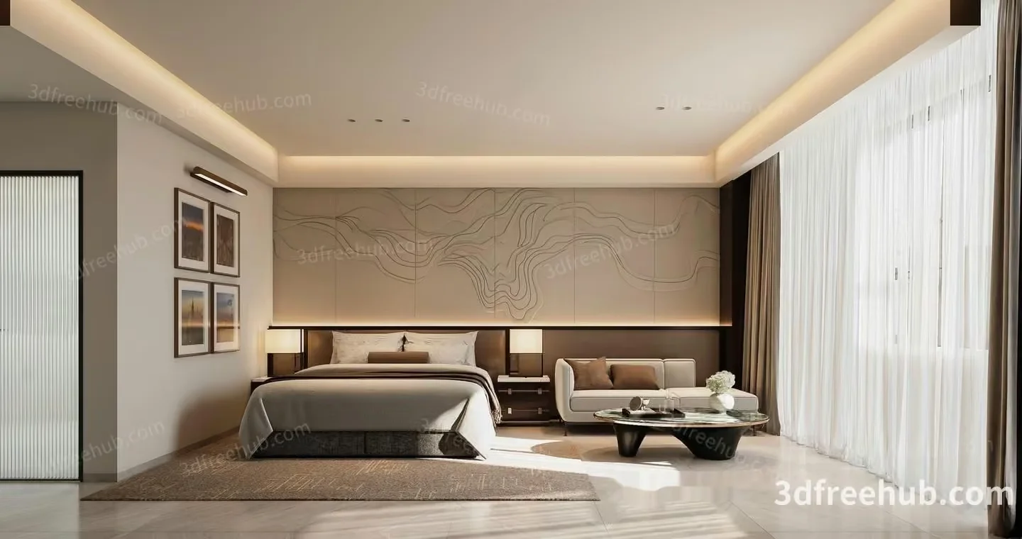 Cozy Modern Bedroom 3D Model – 20944 – VRAY Render