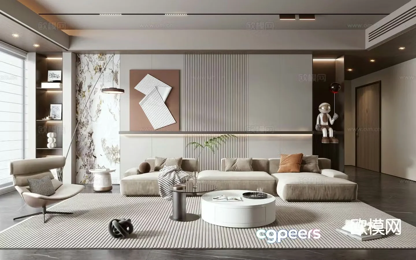 Light luxury living room 3D model