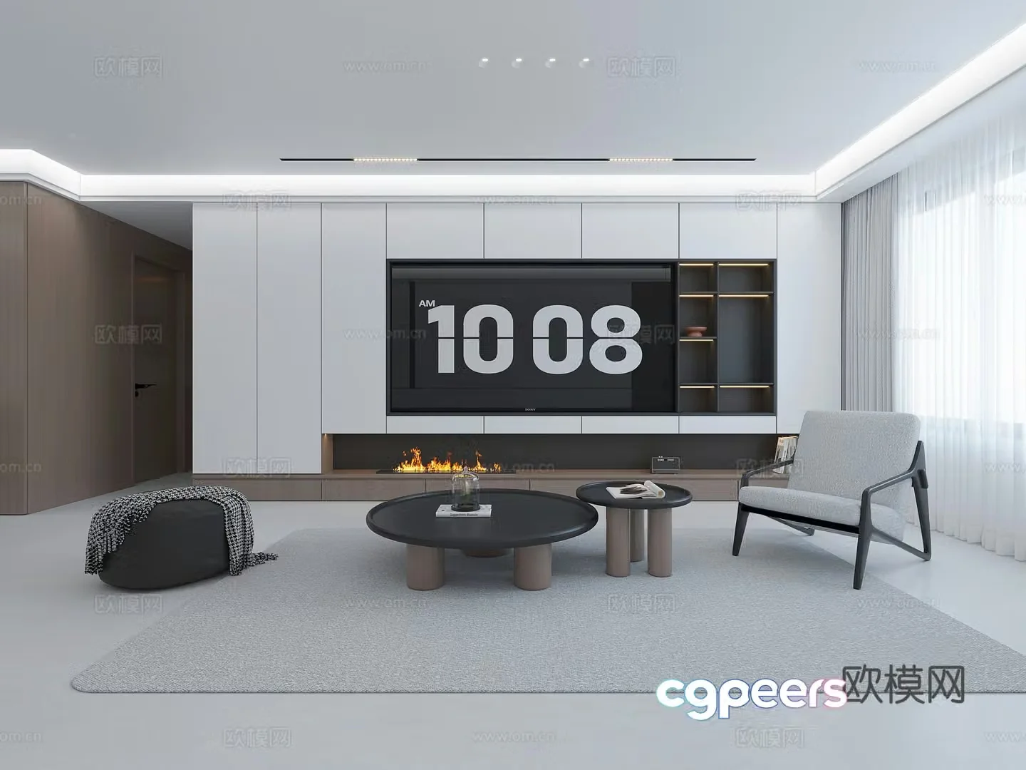 Modern minimalist Italian dining room kitchen 3d model