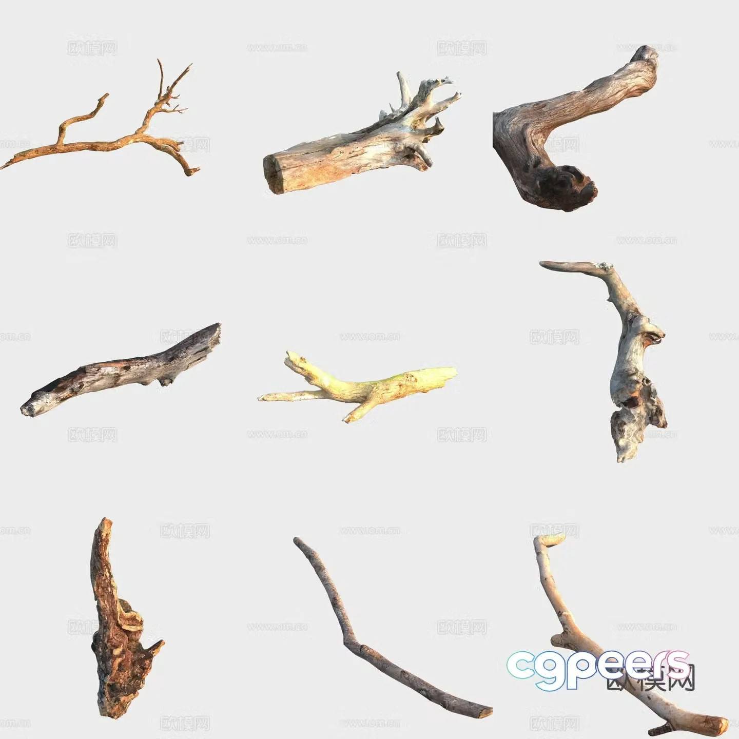 Trunk branch stump dead wood 3d model