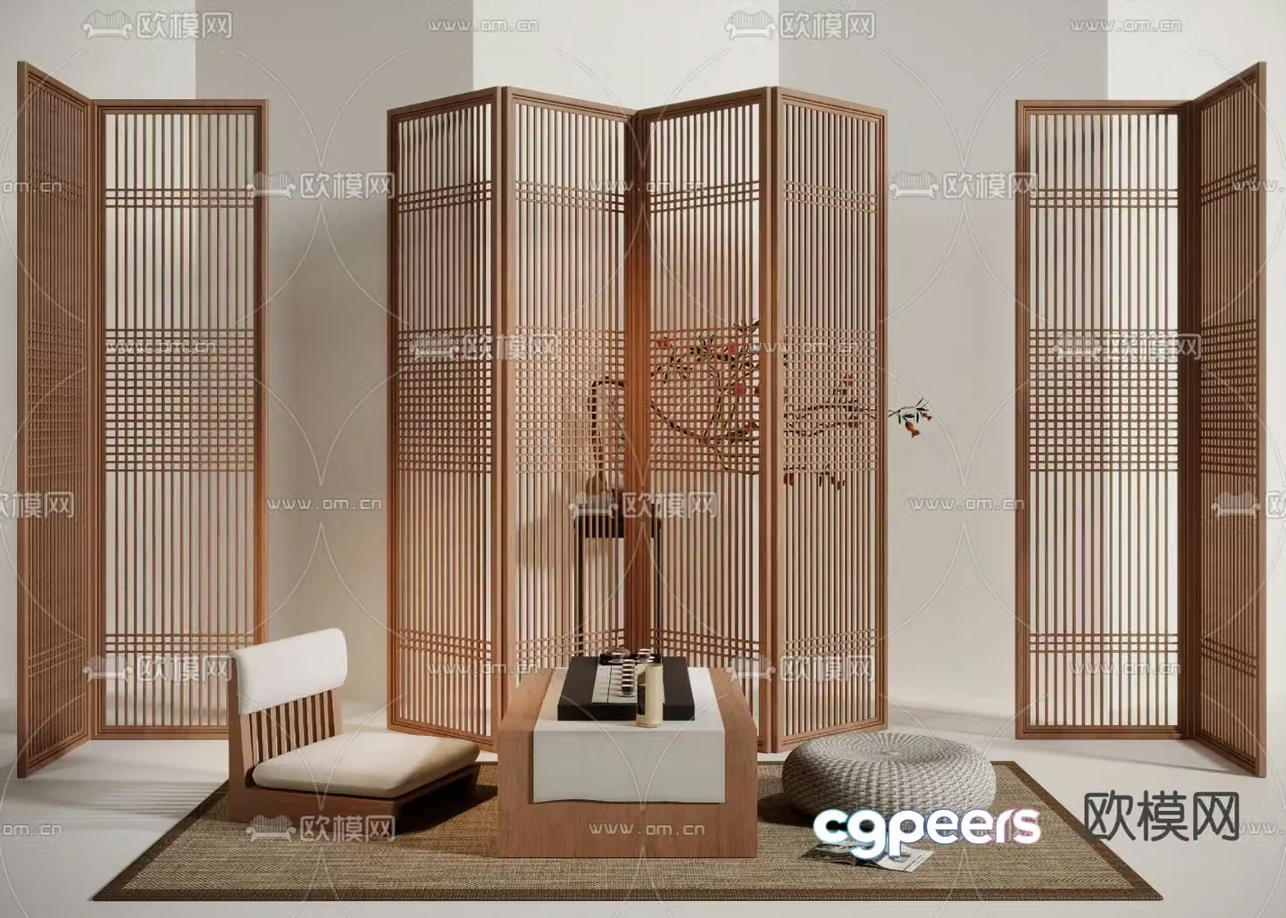 New Chinese style screen 3d model