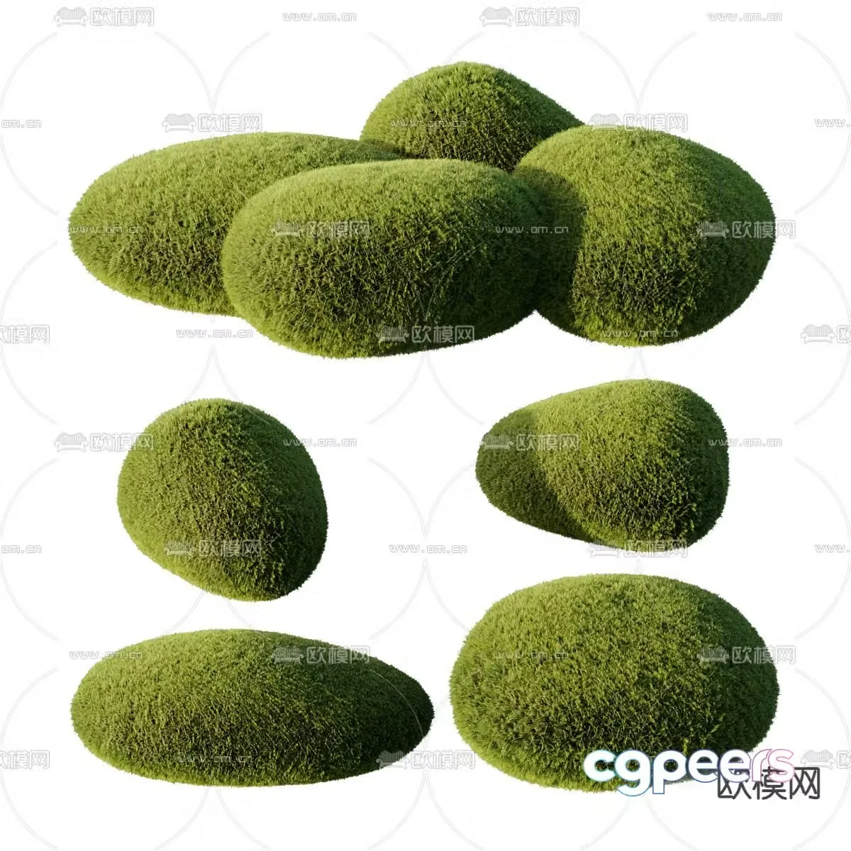 stone moss stone landscape stone garden stone 3d model