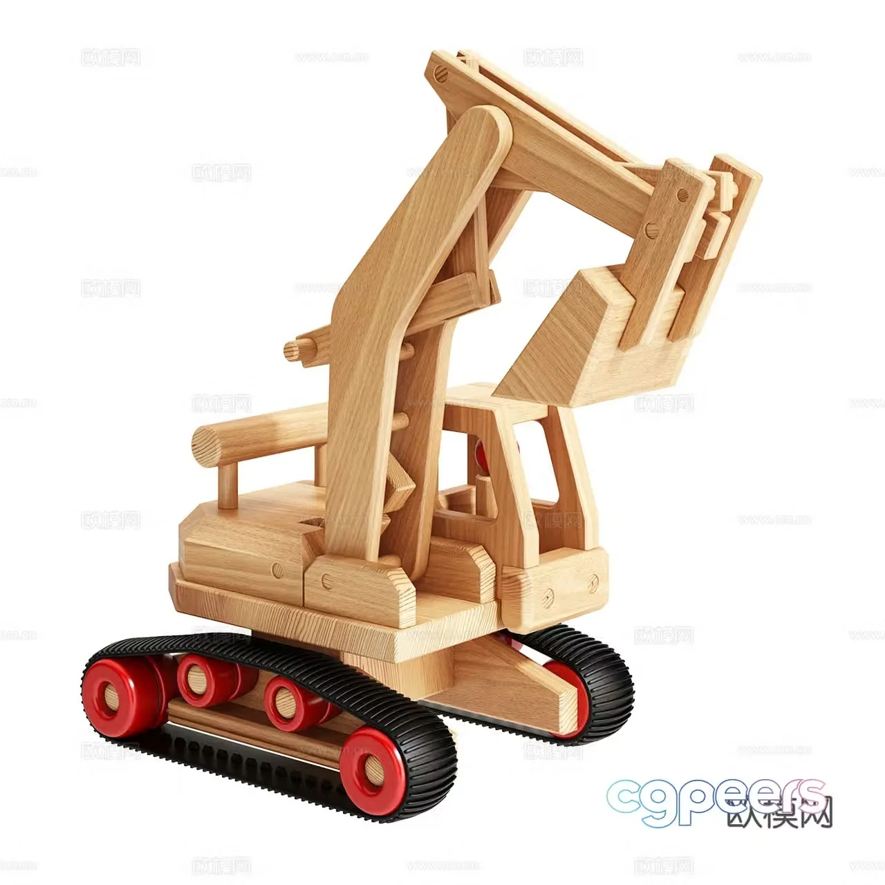 Fagus Nordic Toy Log Toy Excavator Toy Wooden Toy 3D Model