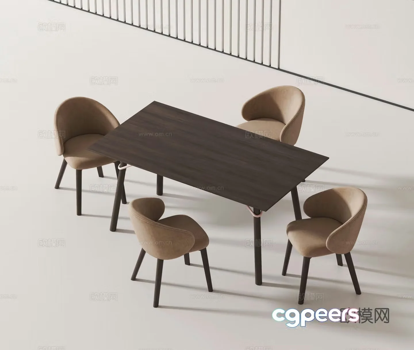 Modern dining table and chairs 3d model