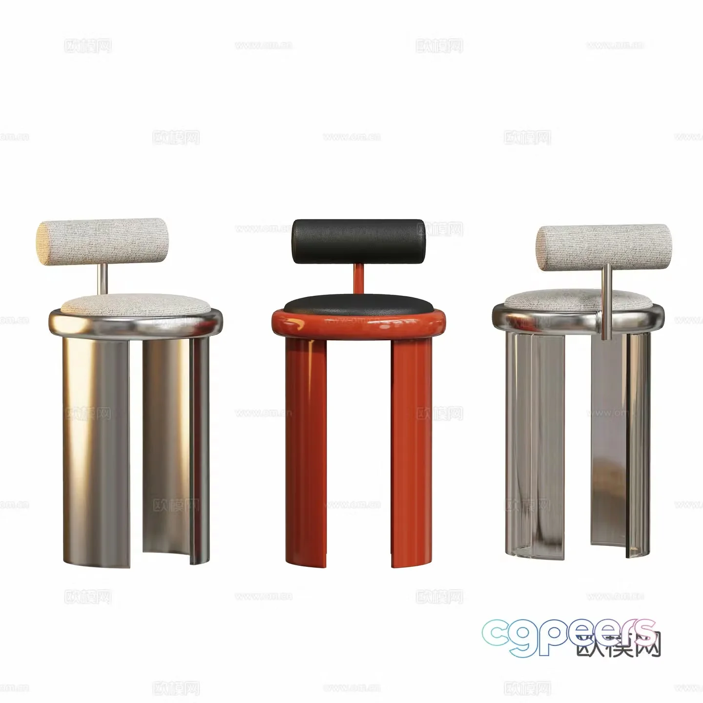 Modern Metal Bar Chair 3D Model 3D Model