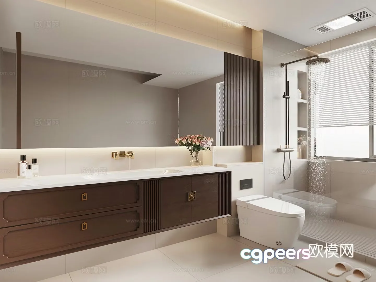 Bathroom New Chinese-style bathroom Bathroom cabinet 3D model