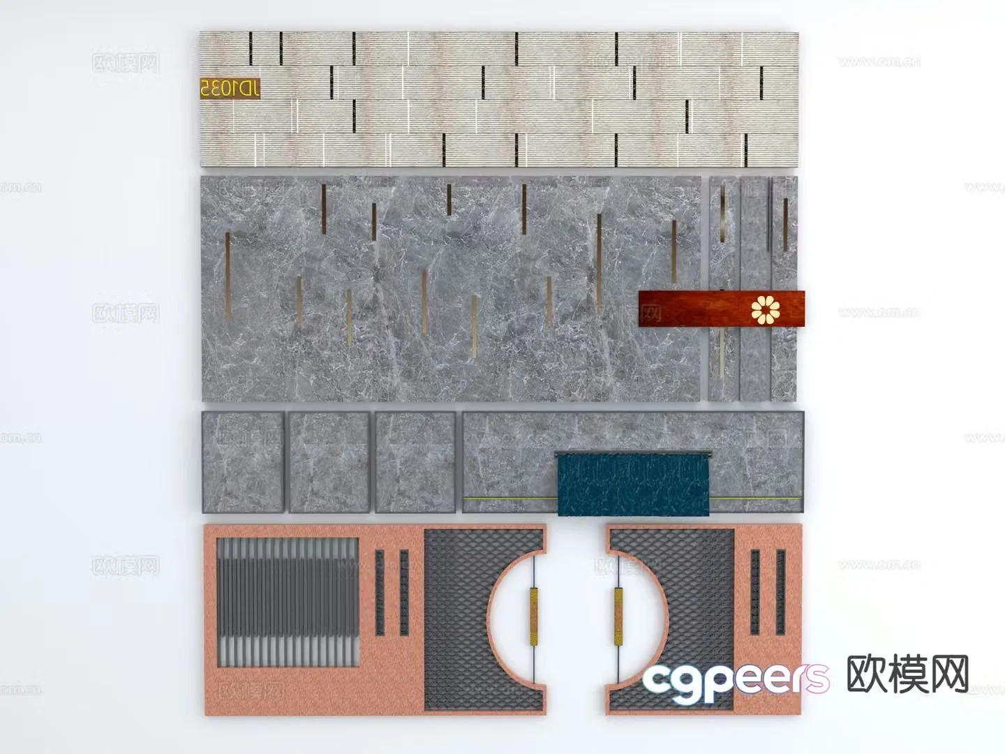 New Chinese style landscape wall stone stacked water landscape wall 3d model