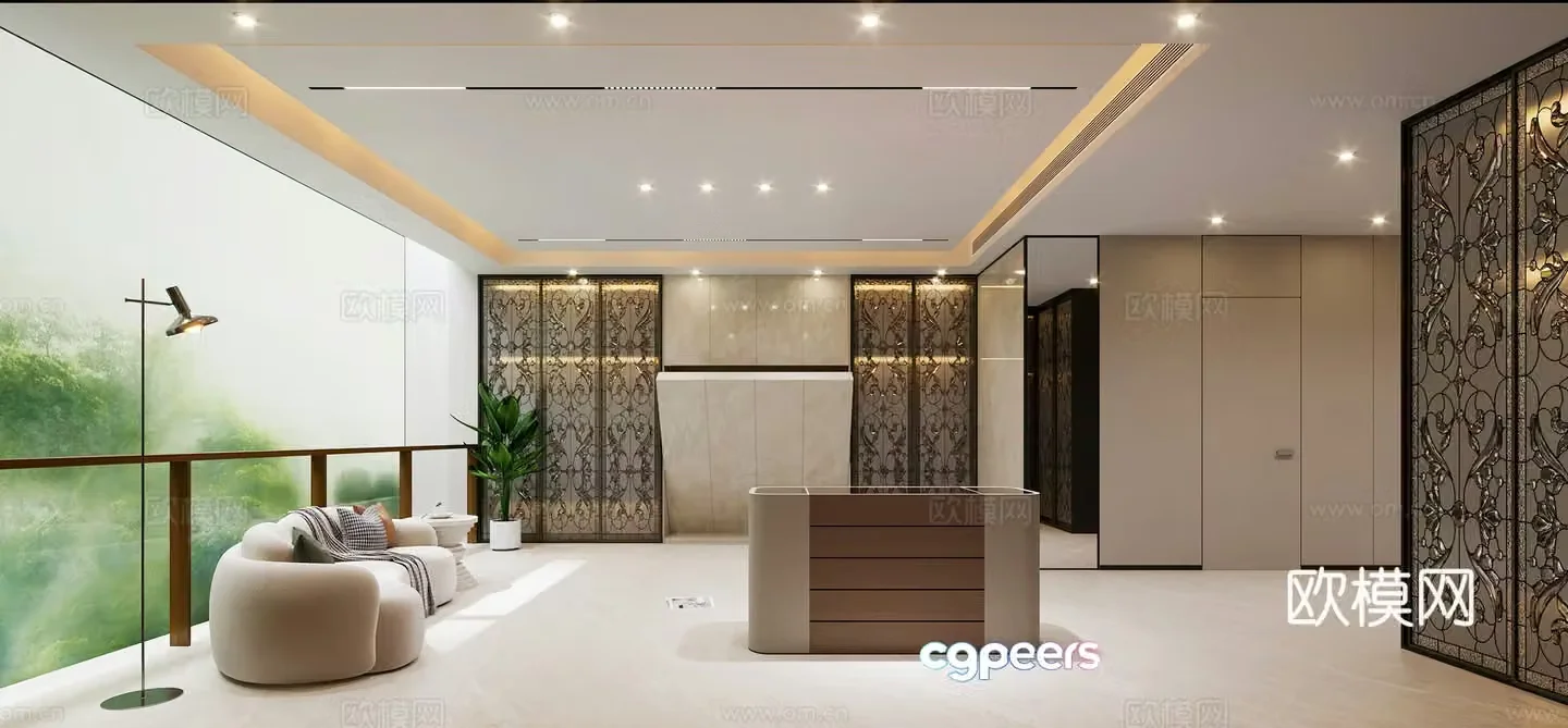 Light luxury cloakroom Folding bed Jewelry cabinet Negative first floor cloakroom Modern Italian cloakroom 3D model