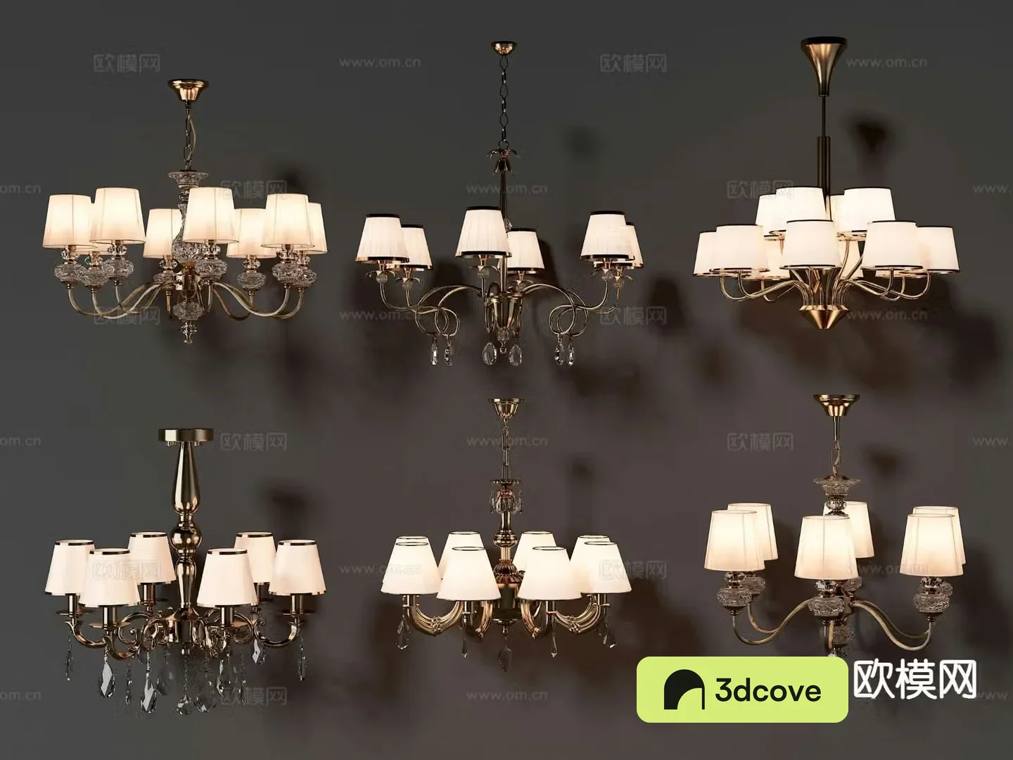 European style lampshade chandelier multi-head chandelier