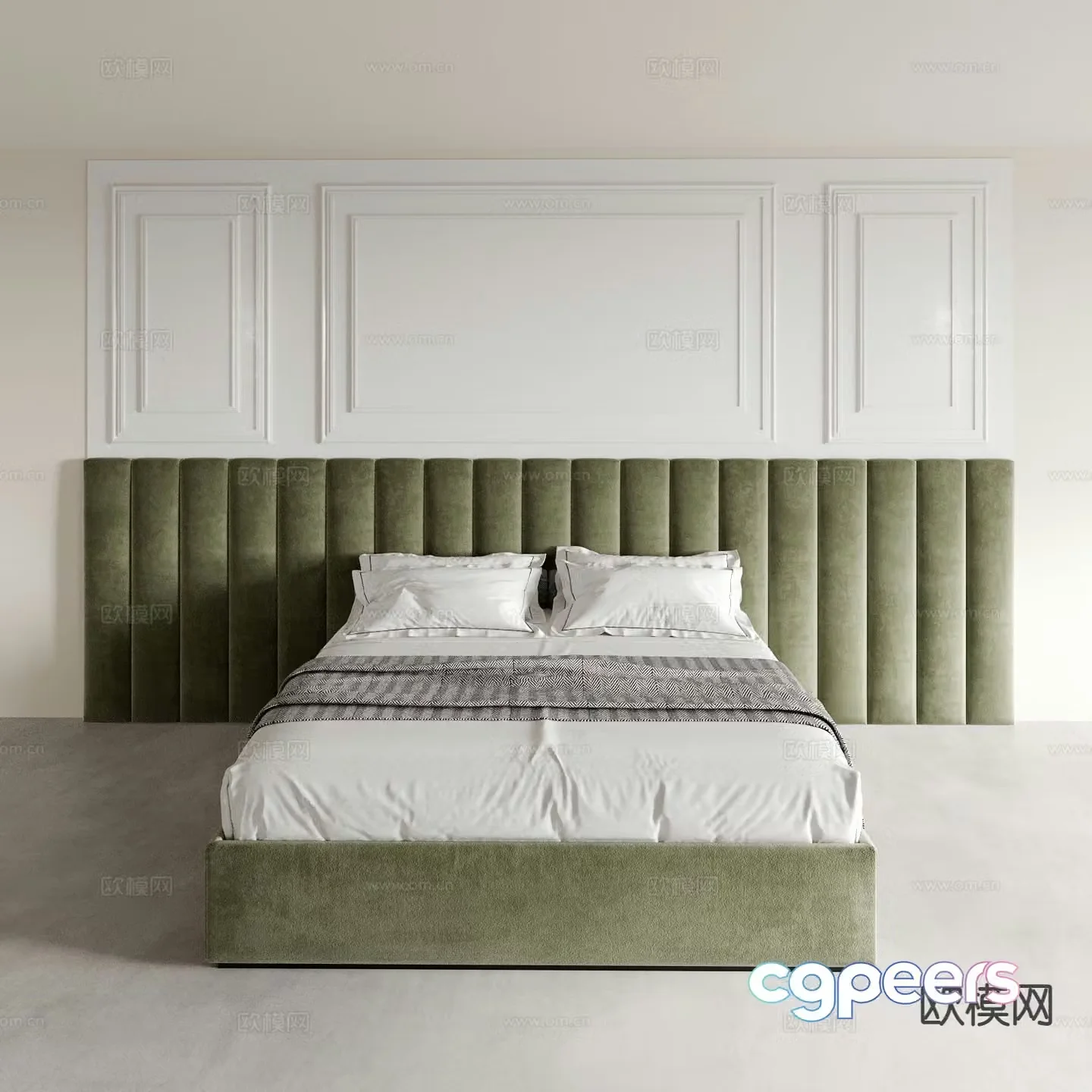French bed double bed hotel bed 3d model
