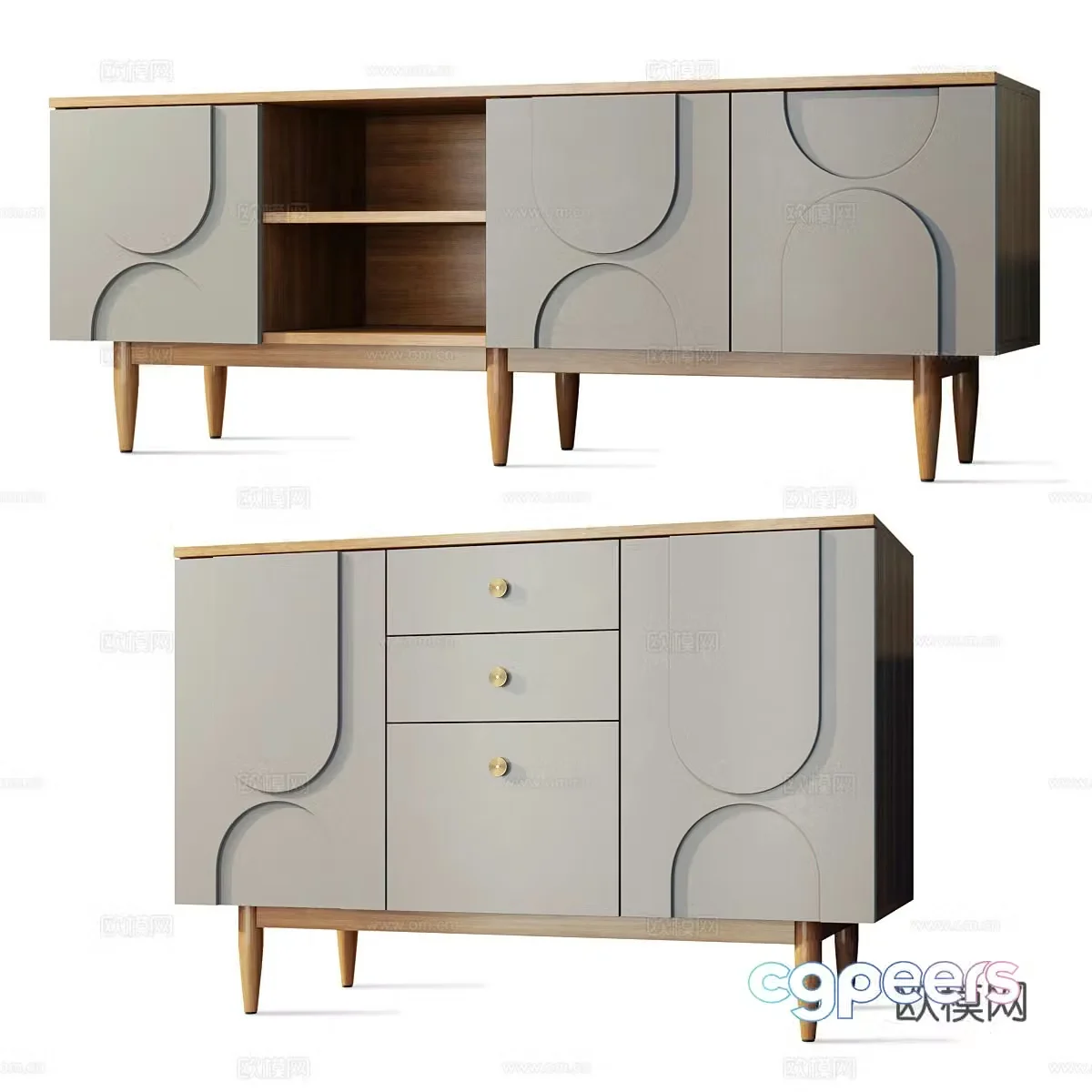 Modern medieval style TV cabinet side cabinet 3d model