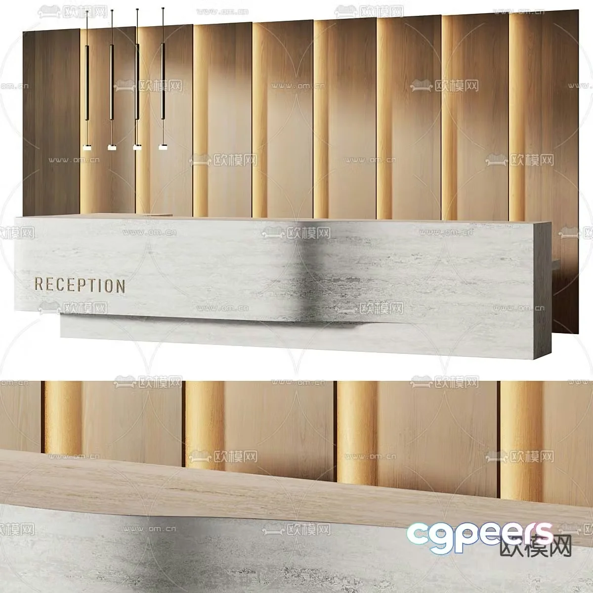 Front desk service desk reception desk 3d model
