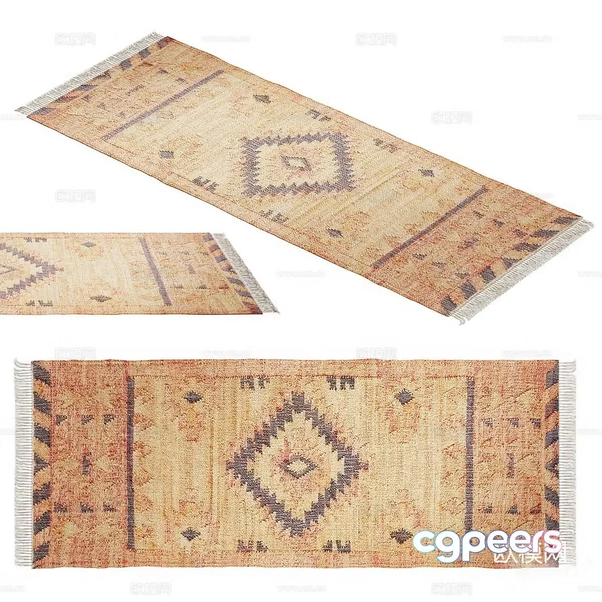 American retro Navaja Corridor carpet 3d model