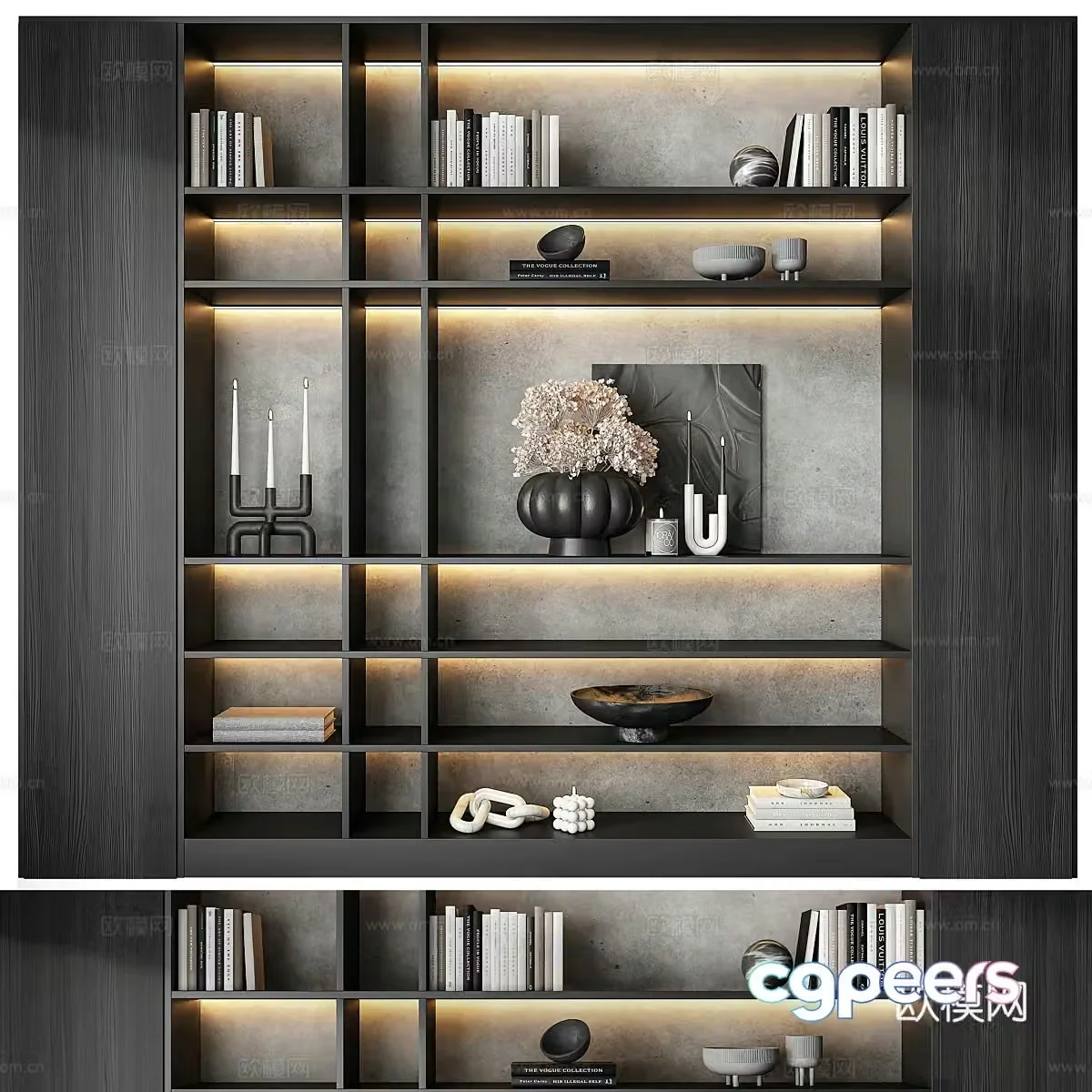 Modern Italian minimalist decorative cabinet bookcase 3d model