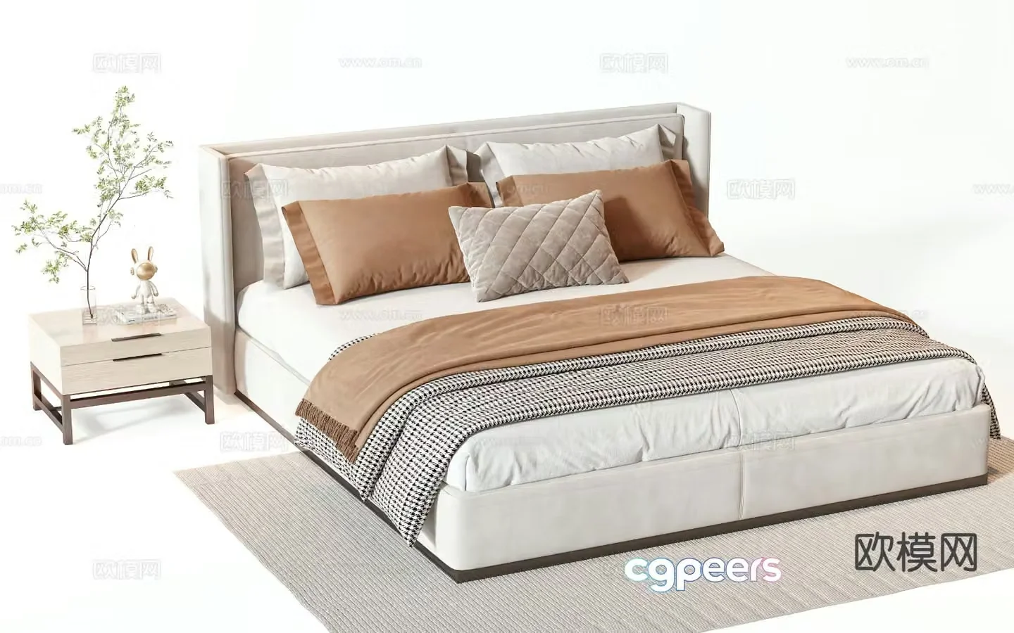 Modern double bed 3d model