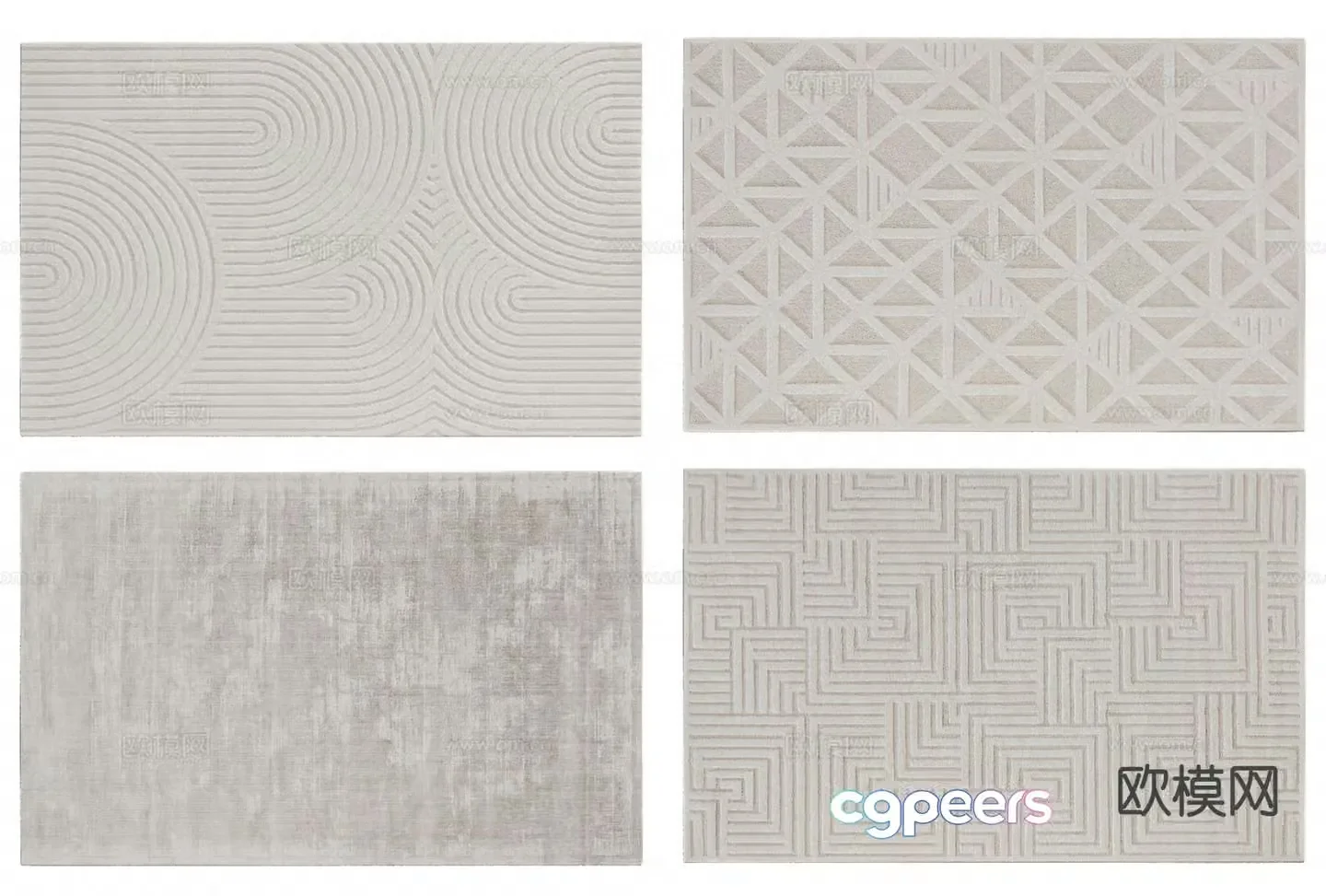 Modern carpet square rug 3d model