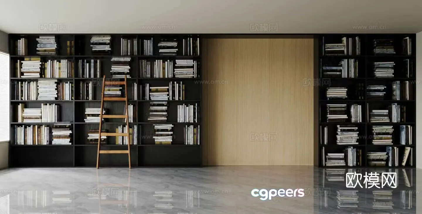 Modern bookcase bookshelf 3d model