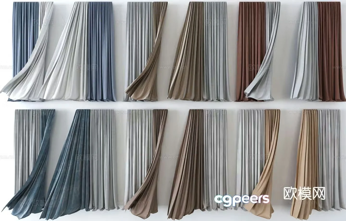 Modern curtains screens gauze curtains 3d model