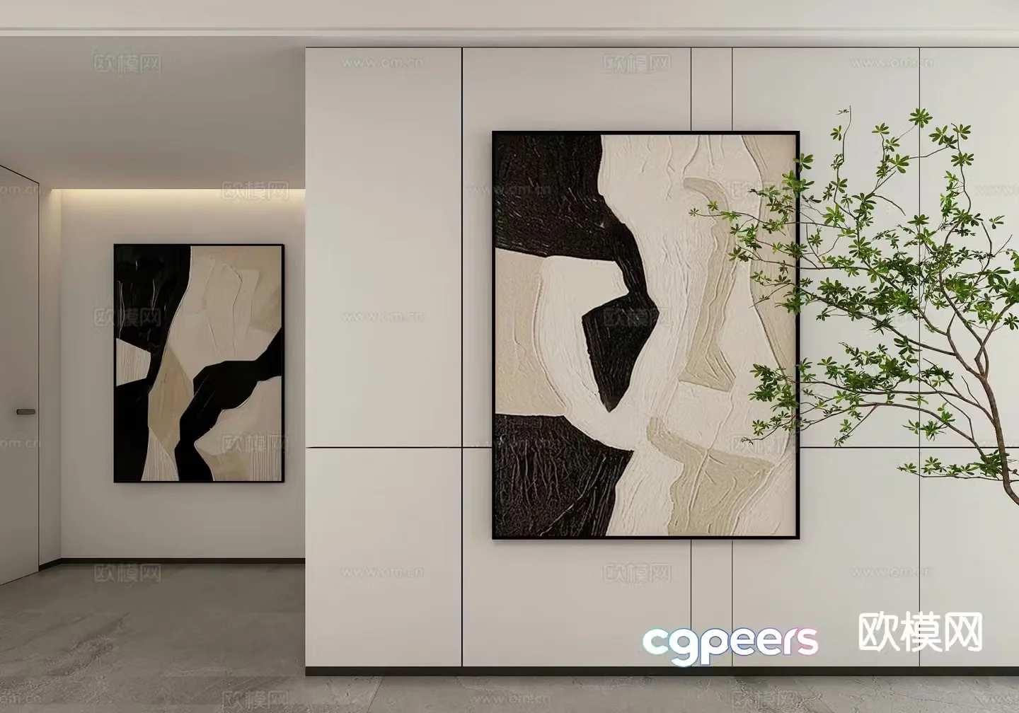 Wabi-sabi painting texture painting decorative painting hanging painting 3D model