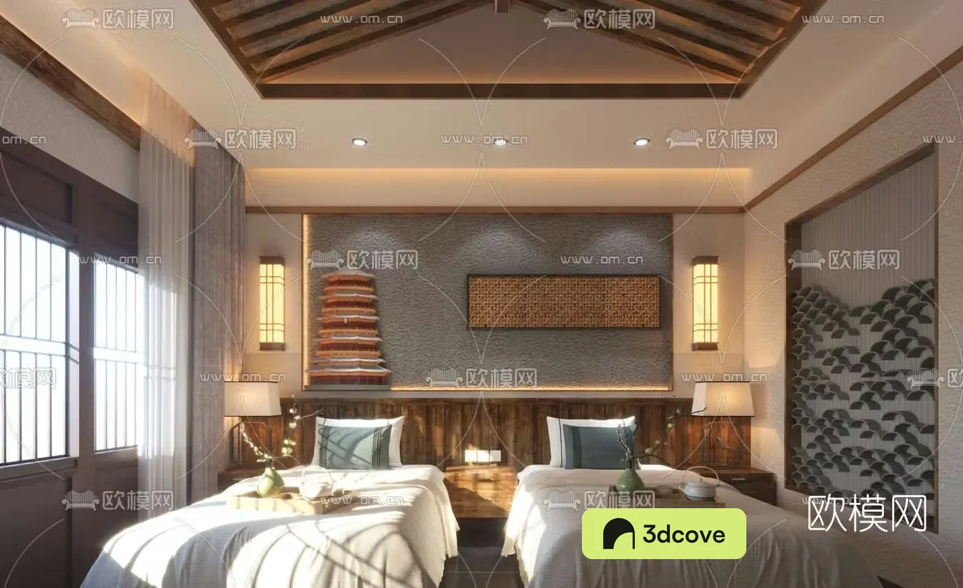 New Chinese style hotel twin room double room