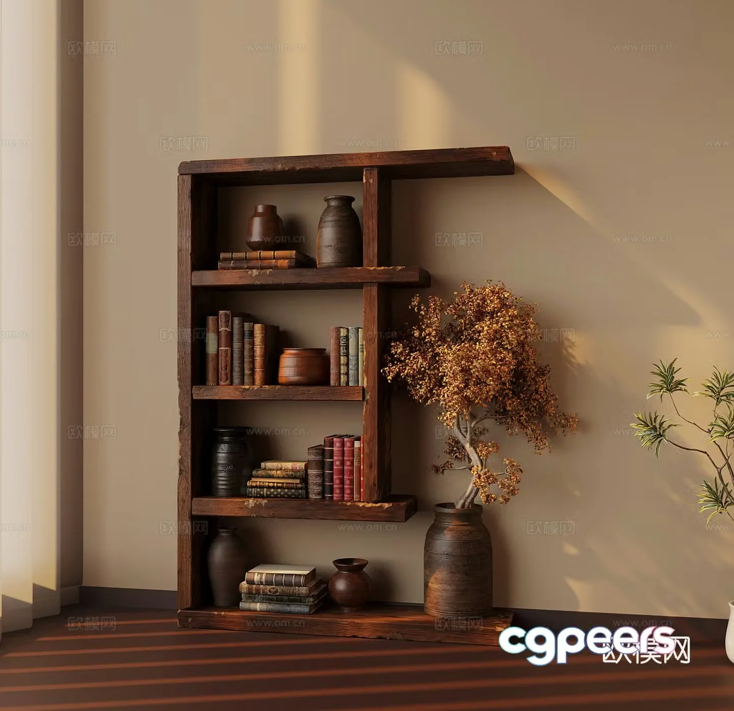 New Chinese style storage rack green plant 3D model