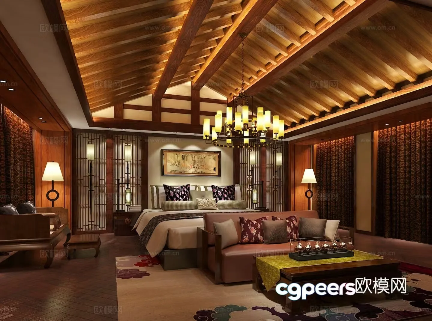 New Chinese style bedroom master bedroom 3d model