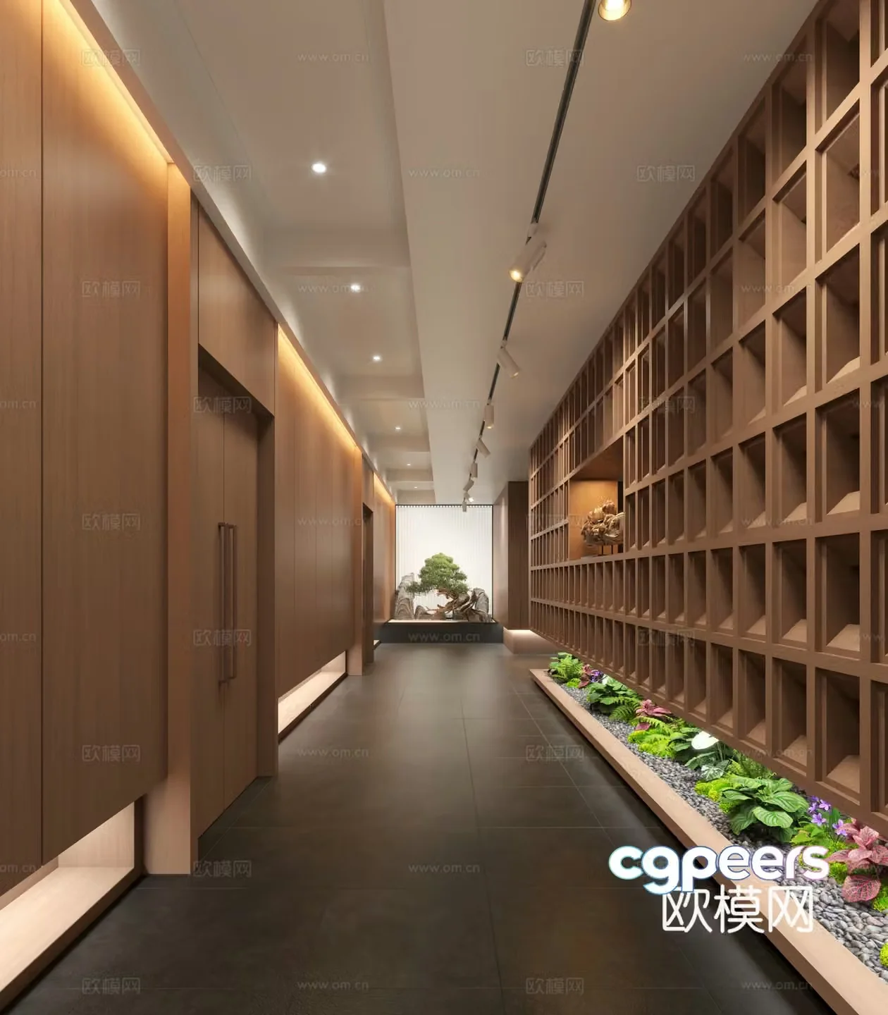 Modern hotel aisle club corridor aisle landscape corridor landscape interior landscaping 3d model