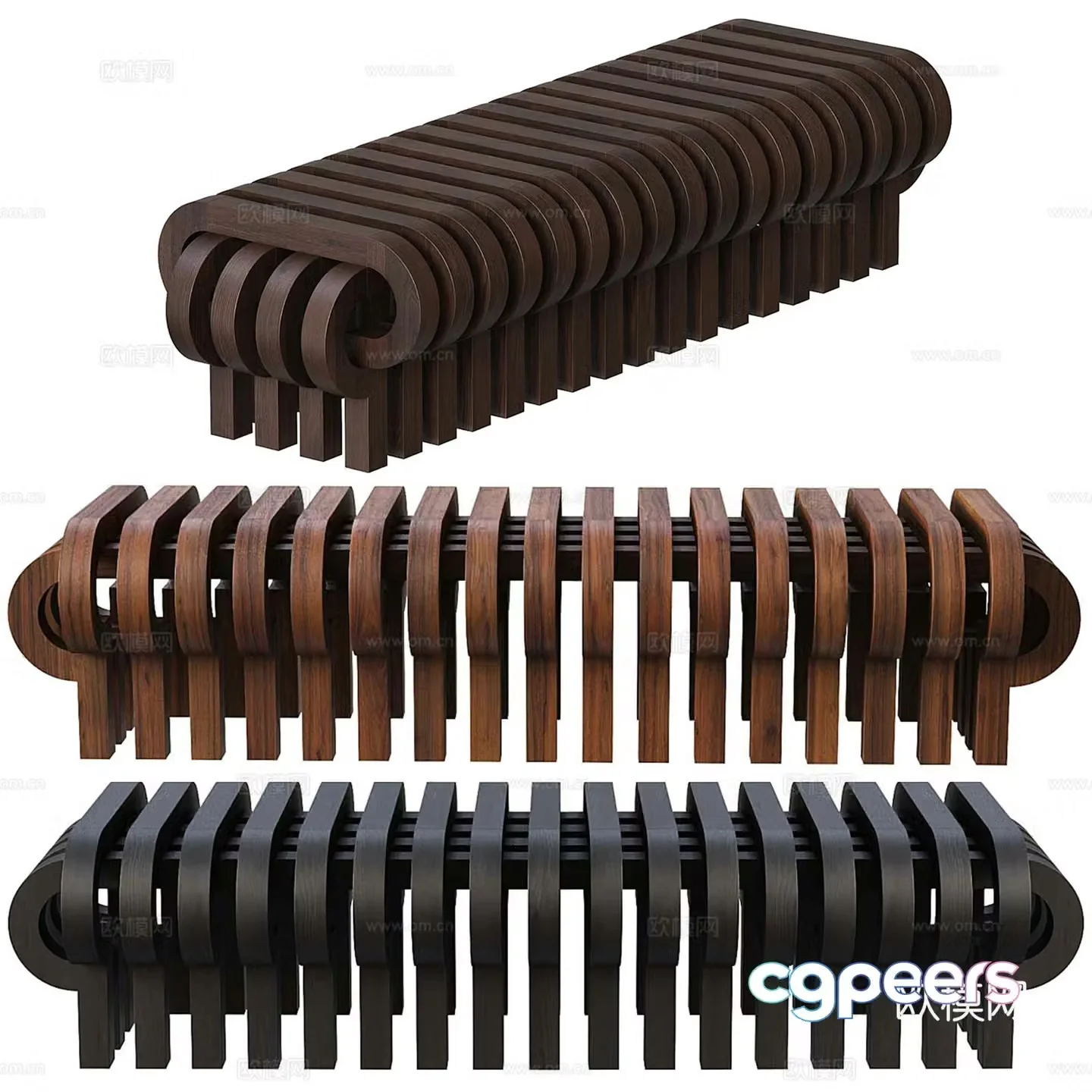 Middle-aged bench low stool sofa stool 3d model