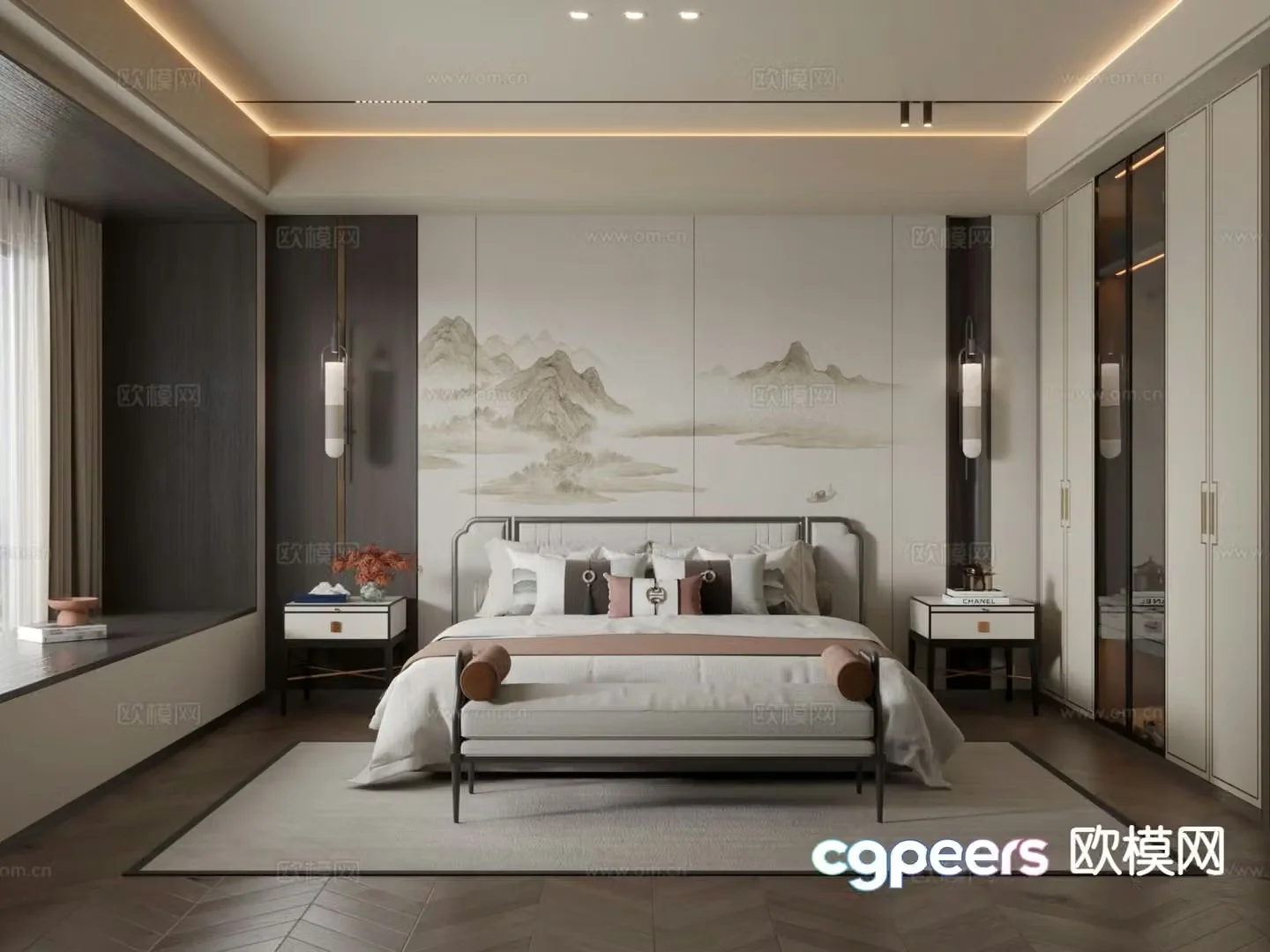 New Chinese style bedroom master bedroom 3d model
