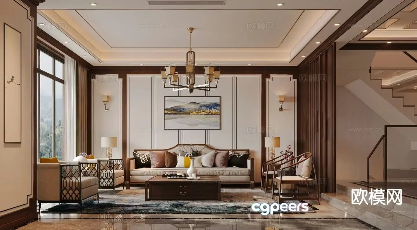 New Chinese style living room 3d model