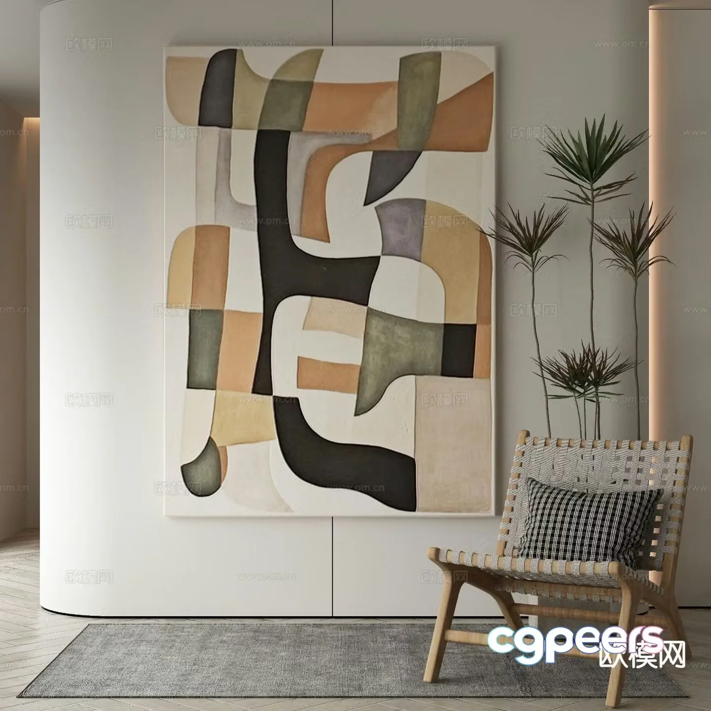 Modern decorative painting abstract painting 3d model
