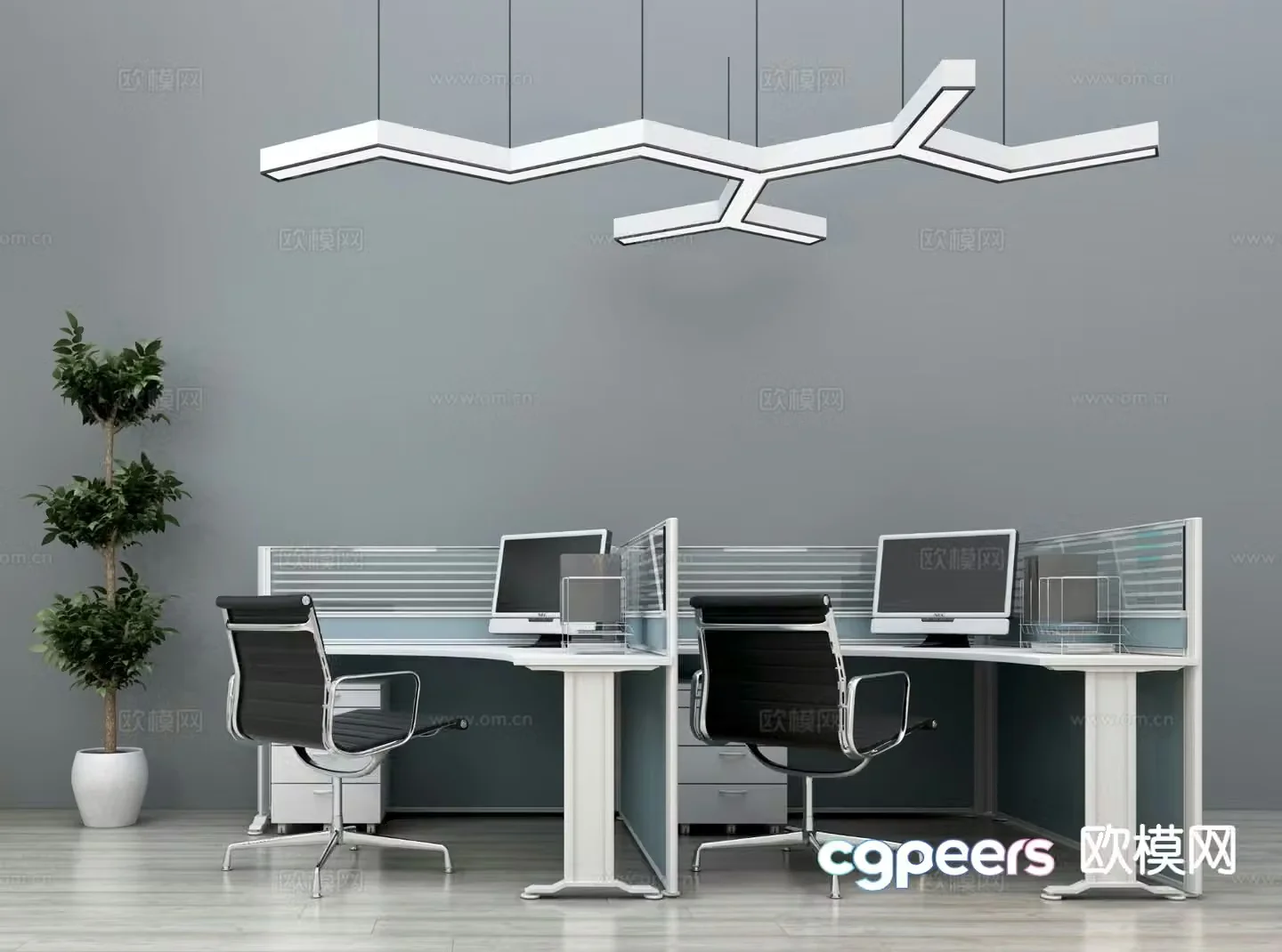 Modern office desk and chair desk 3D model