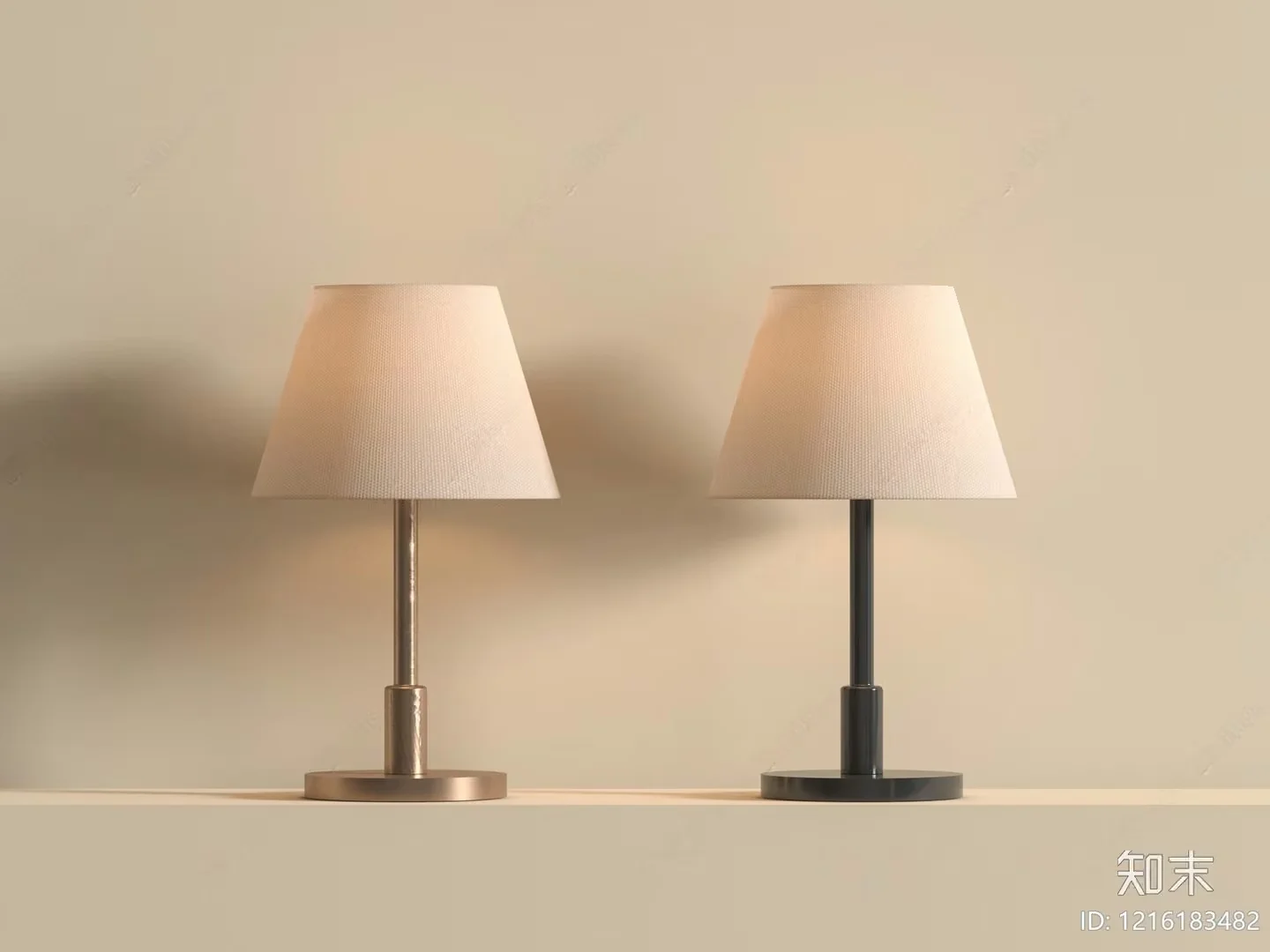 Two Table Lamps With Beige Lampshades 3D Model – 14879 – VRAY Render