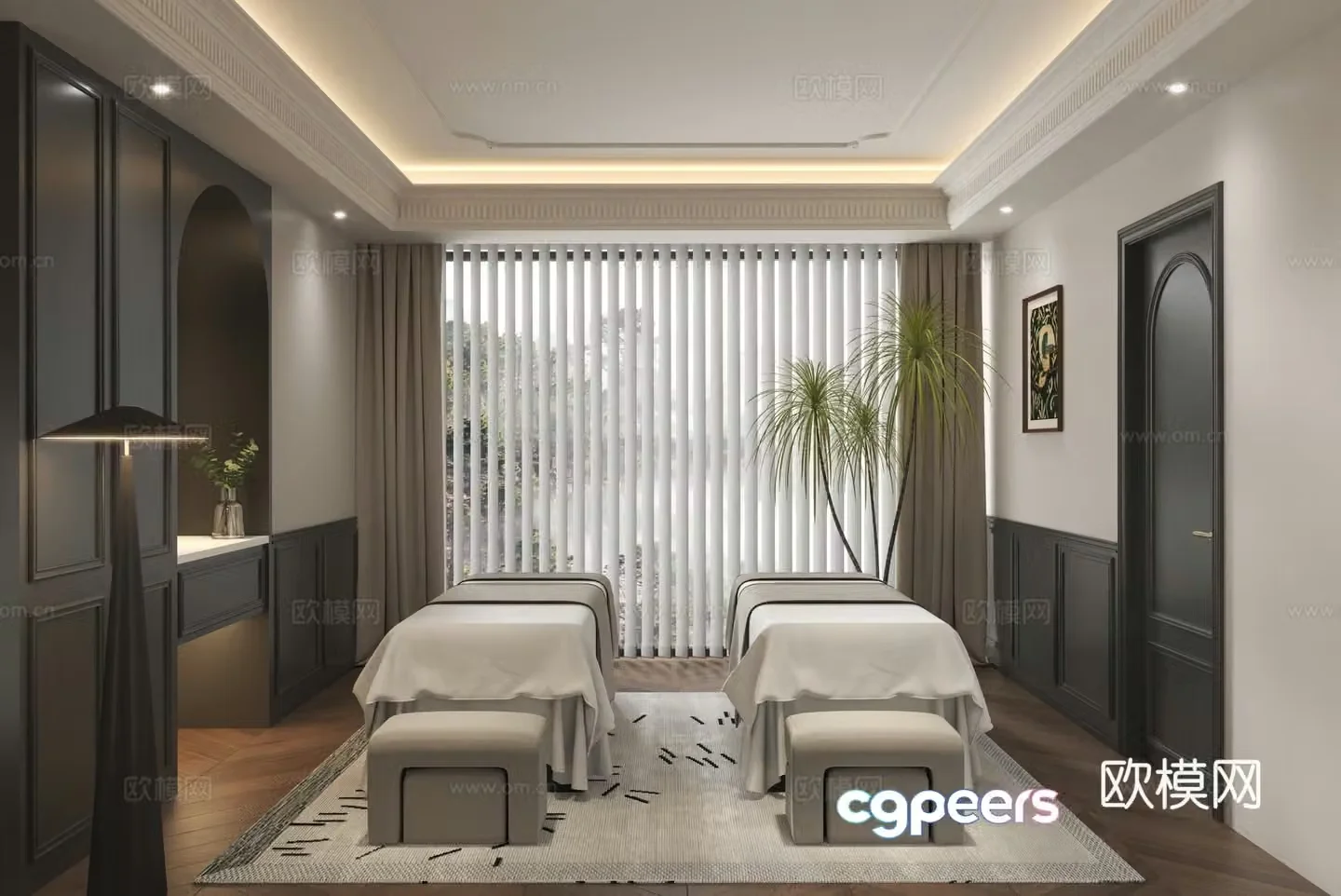 Modern French beauty salon_Beauty private room_Beauty bed_Beauty stool_Dream curtain 3D model