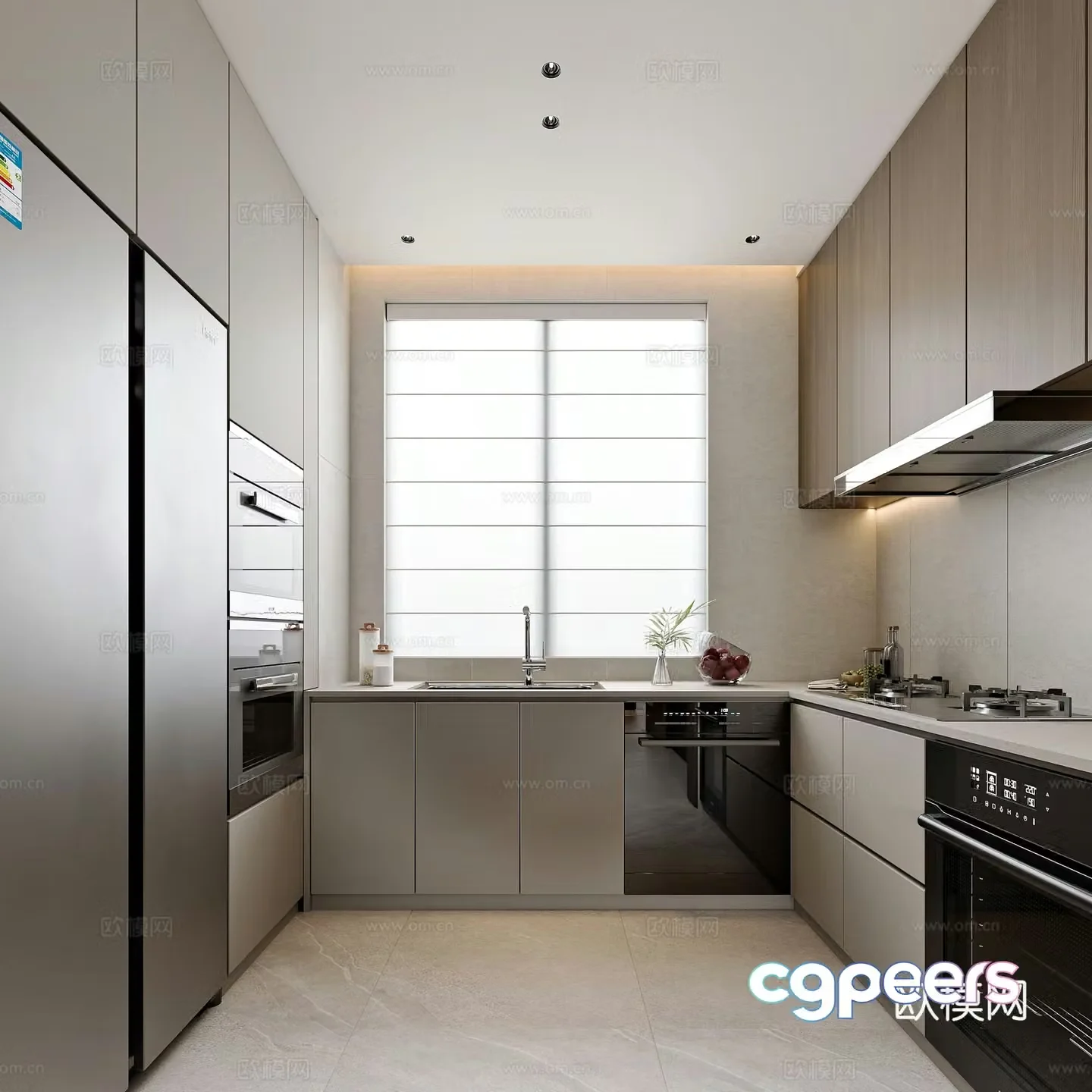 Modern style home kitchen 3d model
