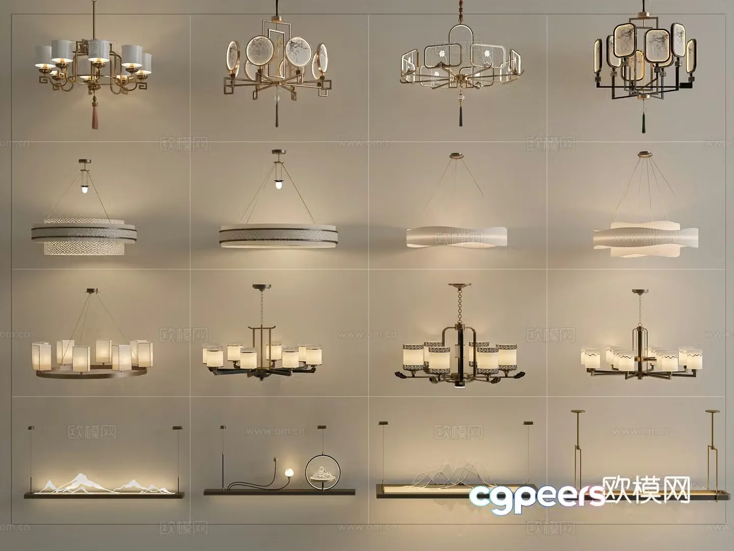 New Chinese chandeliers Chinese chandeliers New Chinese chandeliers combination Decorative chandeliers Art chandeliers 3D model