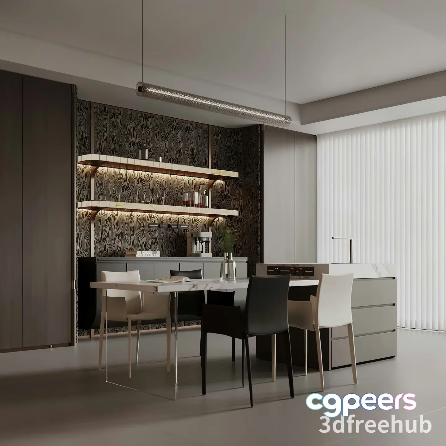 Modern Kitchen 3D Model – 22202 – VRAY Render