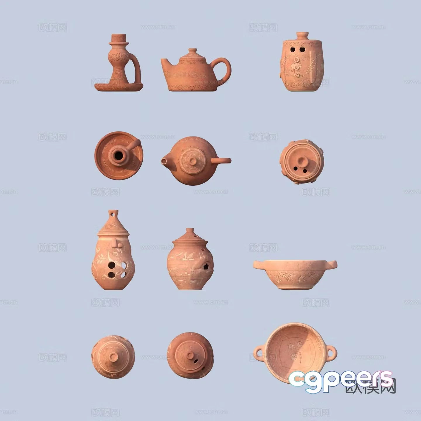 Clay pot earthen pot jar clay pot porcelain clay vessel 3d model
