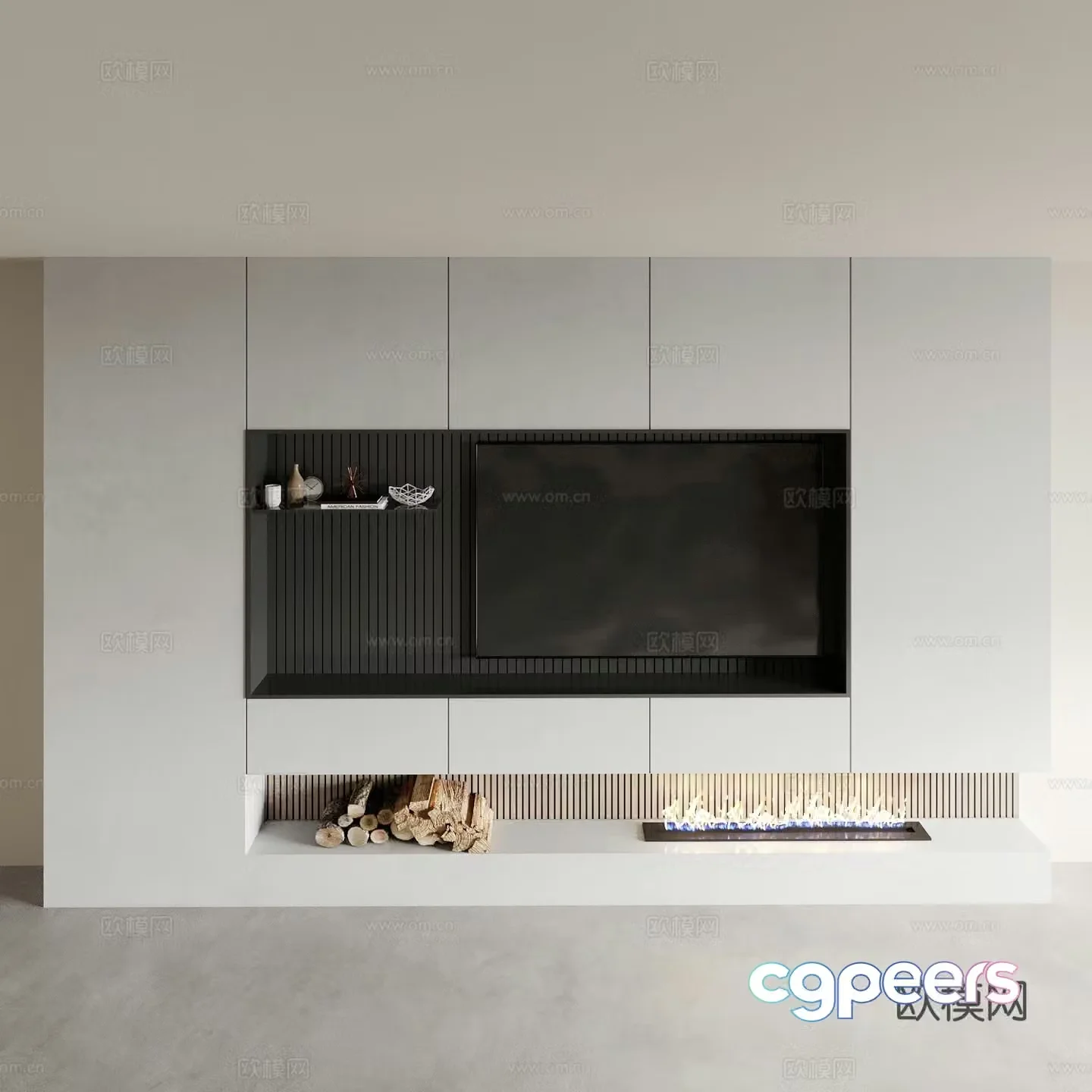 Modern TV background wall 3d model