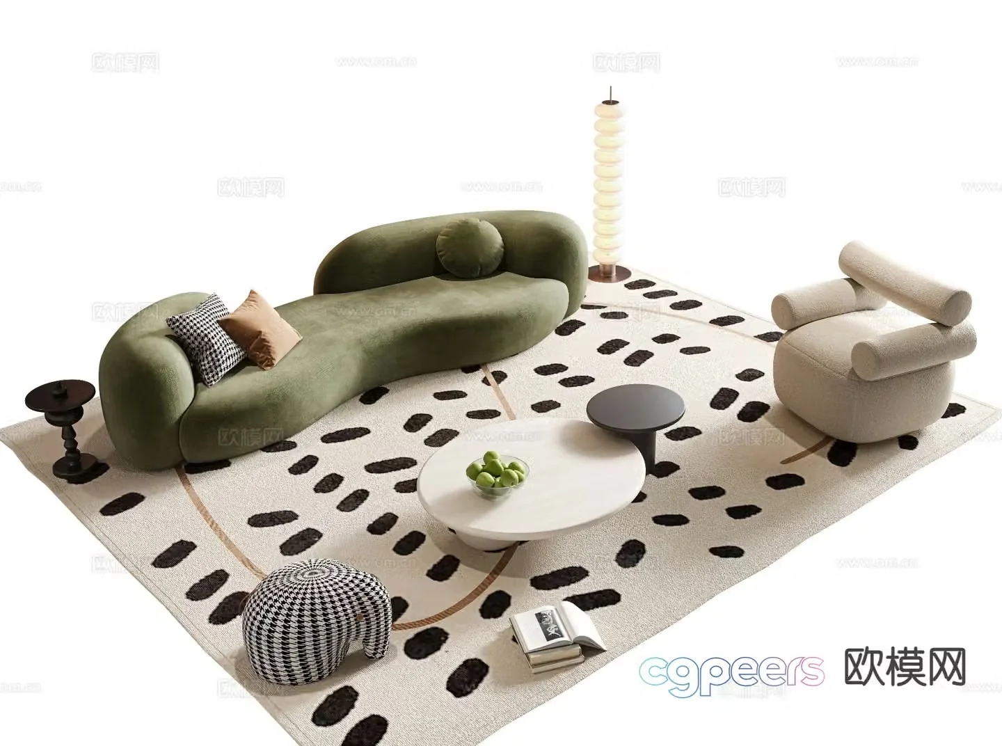 Cream style sofa modular sofa 3d model