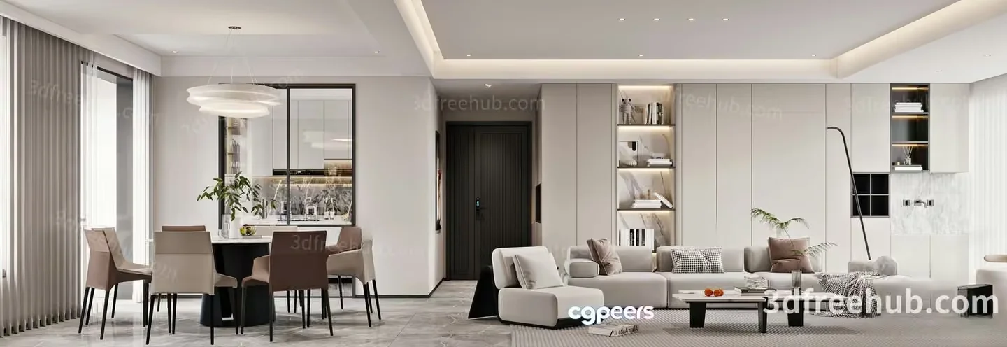 Modern Living Room 3D Model – 21509 – VRAY Render