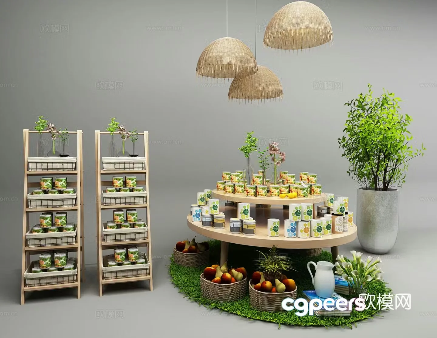 Snack canned shelf display cabinet 3D model